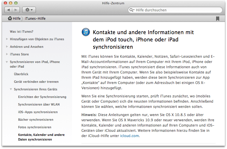 iTunes Hilfe