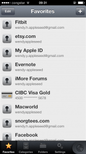 Favoriten in 1Password für iOS